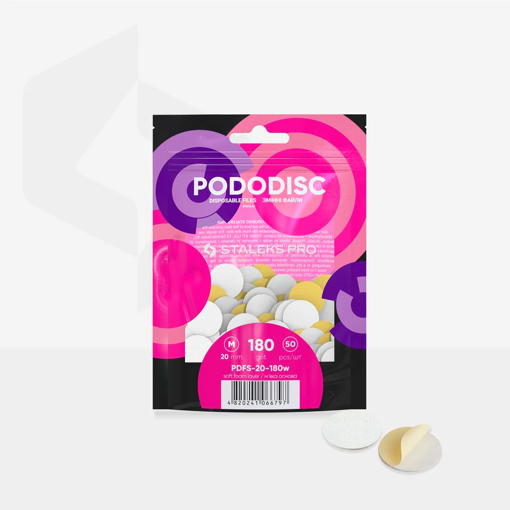 White Replacement Files on Soft Base for PODODISC M EXPERT Pedicure Disc 180 Grit (50 pcs) - Image 3